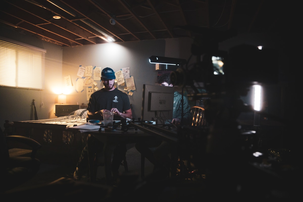Cinematic production camera setup on location